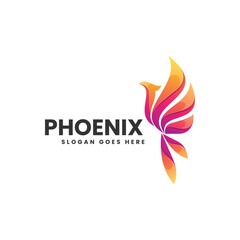 Vector Logo Illustration Phoenix Gradient Colorful Style