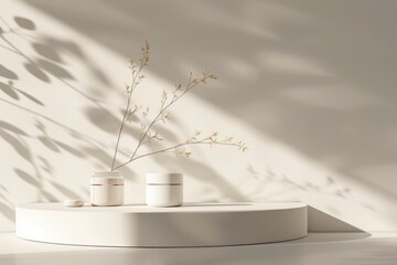 Minimalist product display with neutral background and soft shadows