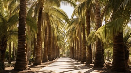 Obraz premium serene yard palm trees