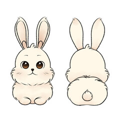 Cute bunny with carrot, leaves, and strawberry pattern cartoon with transparent background, can be used for wallpaper, fabric, wrapping design