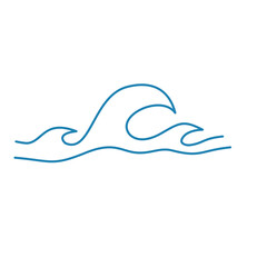 Obraz premium Water wave line icons. Flowing river water and sea wave marks.