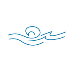 Water wave line icons. Flowing river water and sea wave marks.
