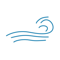 Water wave line icons. Flowing river water and sea wave marks.