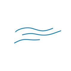 Water wave line icons. Flowing river water and sea wave marks.