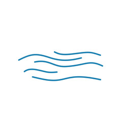 Water wave line icons. Flowing river water and sea wave marks.