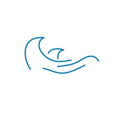 Water wave line icons. Flowing river water and sea wave marks.