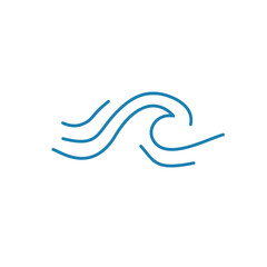 Water wave line icons. Flowing river water and sea wave marks.