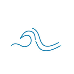 Water wave line icons. Flowing river water and sea wave marks.