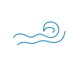 Water wave line icons. Flowing river water and sea wave marks.