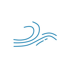 Water wave line icons. Flowing river water and sea wave marks.