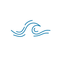 Water wave line icons. Flowing river water and sea wave marks.