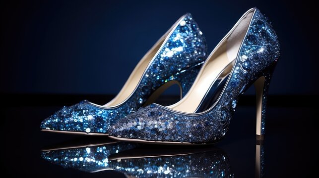 highheels blue and silver glitter