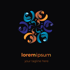 Colored circular water drop themed vector logo