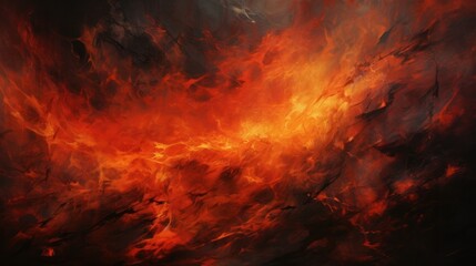 Intense blaze of red and orange fire contrasted against a dark canvas