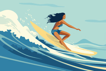 Woman surfing ocean waves