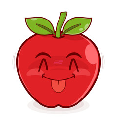 apple playful face cartoon cute