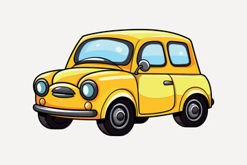 Cute yellow cartoon car