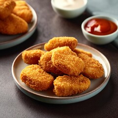 Spicy fried crispy chicken nuggets