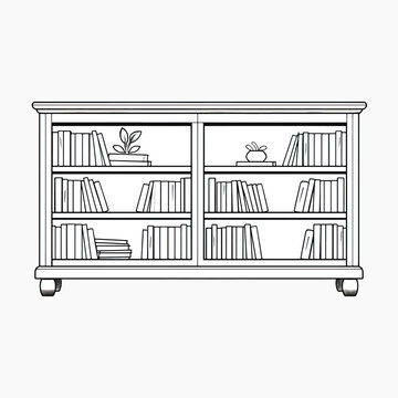 recommend clip art: Bookshelf illustration with organized books.