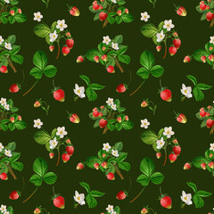 seamless pattern strawberry lawn
