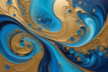 Liquid blue effect paint texture color abstract background pattern art. Abstract texture design pattern, seamless rainbow stone water, gold, mineral, luxury, ink, and nature wallpaper background.