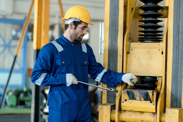 Engineer checking construction process railway and checking work on railroad station . Railway...