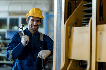 Engineer checking construction process railway and checking work on railroad station . Railway...