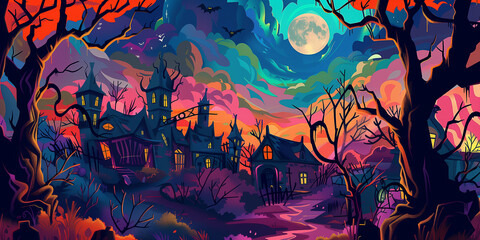 Halloween Motiv als Postkarte Einladungskarte oder Hintergrund