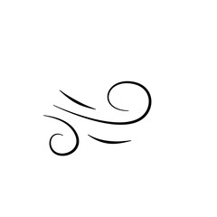 Hand drawn doodle wind motion, air blow, swirl elements. Sketch drawn air blow motion, smoke flow art, abstract line.