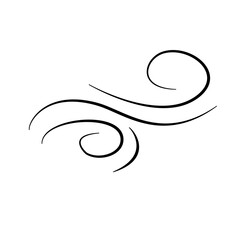 Hand drawn doodle wind motion, air blow, swirl elements. Sketch drawn air blow motion, smoke flow art, abstract line.