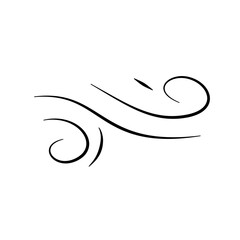 Hand drawn doodle wind motion, air blow, swirl elements. Sketch drawn air blow motion, smoke flow art, abstract line.
