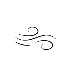 Hand drawn doodle wind motion, air blow, swirl elements. Sketch drawn air blow motion, smoke flow art, abstract line.