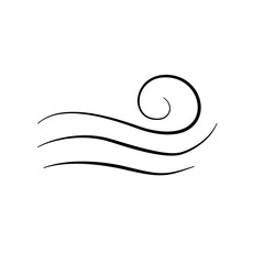 Hand drawn doodle wind motion, air blow, swirl elements. Sketch drawn air blow motion, smoke flow art, abstract line.