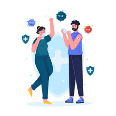 Removing face mask to free to breathe vector illustration