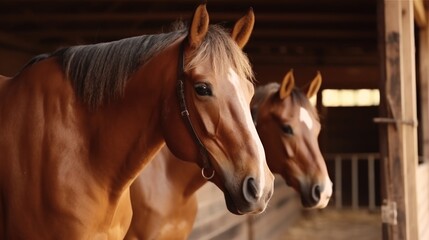 Fototapeta premium Two Horses in a Stable