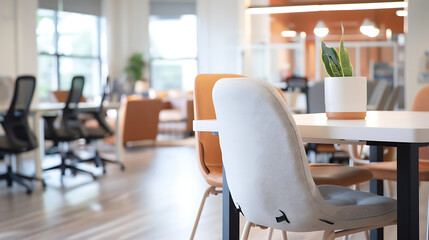 A flexible workspace, transformable furniture, collaborative atmosphere. Generative AI illustration 