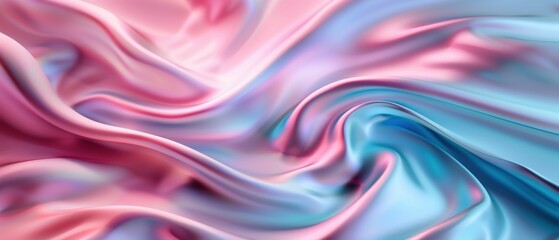 Obraz premium Satin Elegance, Flowing pink and blue satin fabric, Smooth Texture