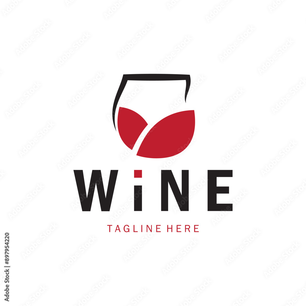 Sticker Wine logo with wine glasses and bottles.for night clubs,bars,cafe and wine shops.