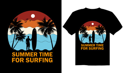 Summer retro t-shirt design for men and women. summer beach vacation t-shirts, summer surfing t-shirt vector design. Retro vintage t-shirt design. Custom t-shirt design.