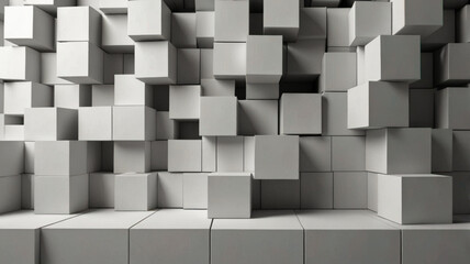 Random shifted white cube boxes block background wallpaper banner with copy space