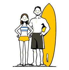 Fototapeta premium サーファーのシンプルイラスト