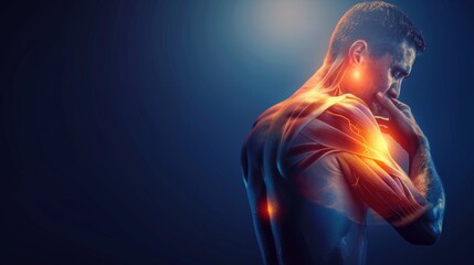 Back pain, stress and black man with neck injury, muscle tension and accident on white studio background.