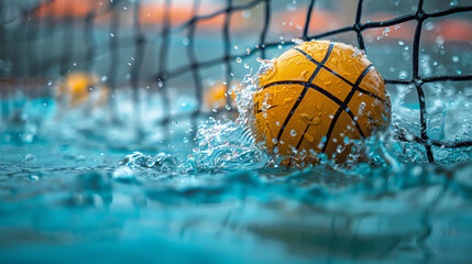 Water Polo Ball Entering The Goal During a Game