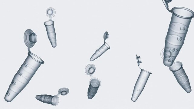 3d animation of Eppendorf tubes, also known as "Eppis" or "microfuge" tubes