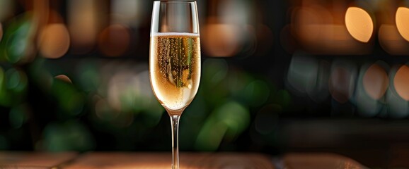 A Champagne Glass At The Table, Ready For A Celebratory Toast