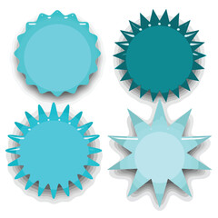 Set of blank glass star icons various shape isolated on white background. Vector illustration