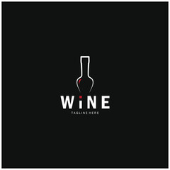 Wine logo with wine glasses and bottles.for night clubs,bars,cafe and wine shops.