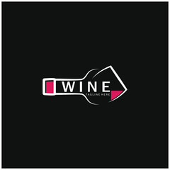 Wine logo with wine glasses and bottles.for night clubs,bars,cafe and wine shops.