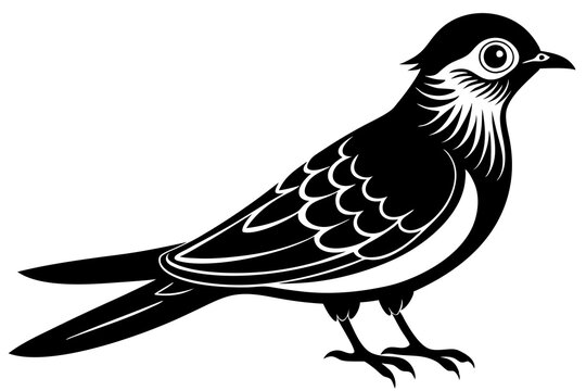 recommend clip art: Cuckoo silhouette black linocut vector art illustration