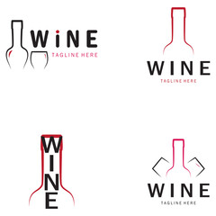 Wine logo with wine glasses and bottles.for night clubs,bars,cafe and wine shops.